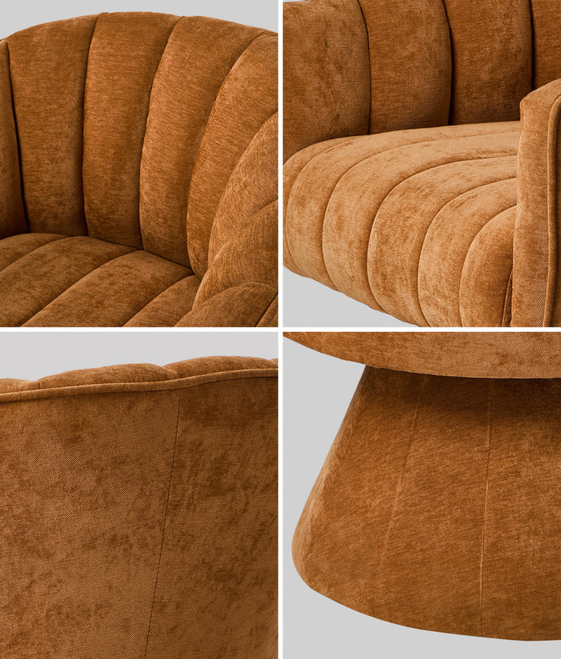 Oikiture Swivel Armchair Linen Fabric Lounge Chair Accent Chair Orange