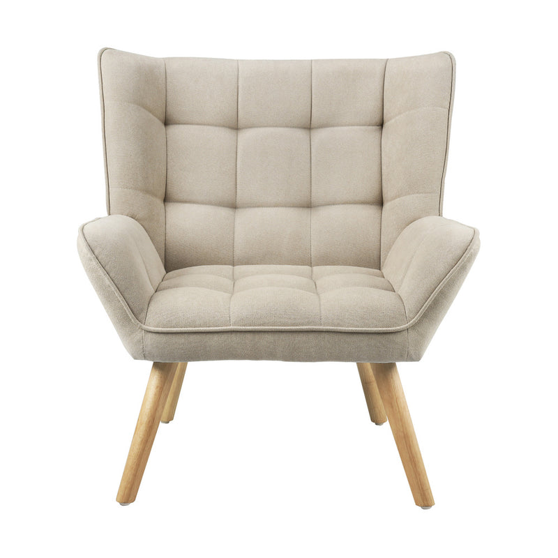 Oikiture 2x Armchair Sofa Lounge Fabric Upholstered Tub Beige