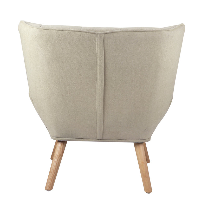 Oikiture 2x Armchair Sofa Lounge Fabric Upholstered Tub Beige