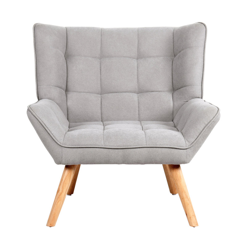 Oikiture Armchair Fabric Upholstered Tub Chair Grey