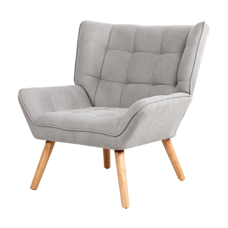 Oikiture Armchair Fabric Upholstered Tub Chair Grey