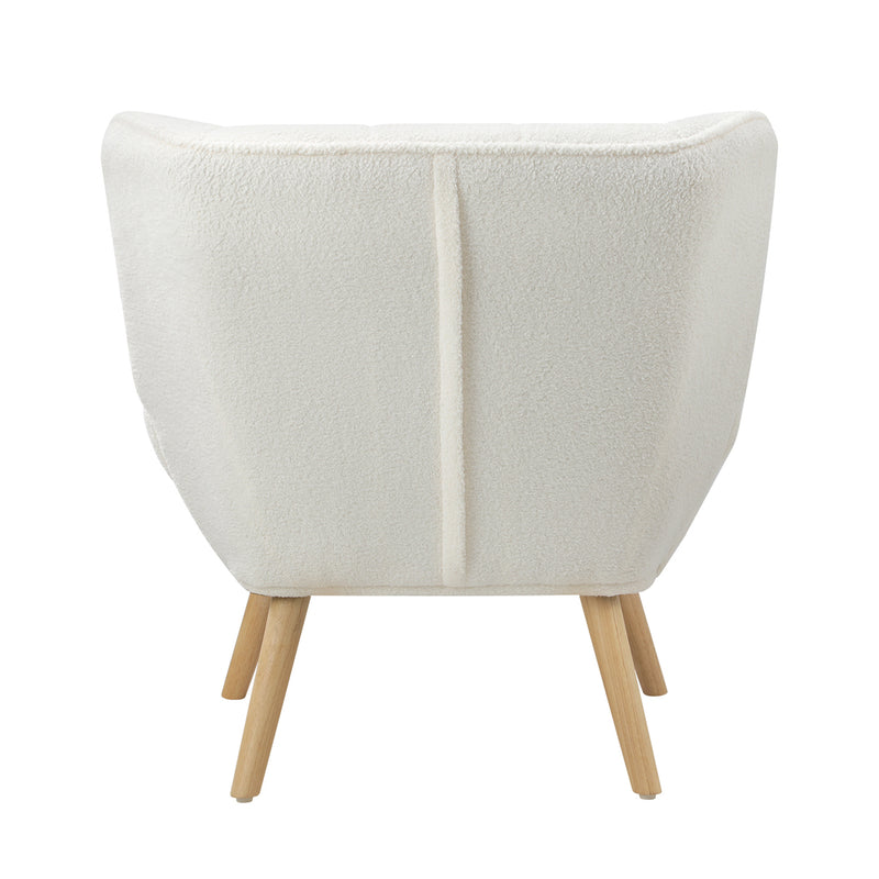 Oikiture Armchair Sofa Lounge Sherpa Upholstered White