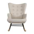 Oikiture Rocking Chair Nursing Armchair Velvet Accent Chairs Upholstered Beige