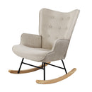 Oikiture Rocking Chair Nursing Armchair Velvet Accent Chairs Upholstered Beige