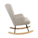 Oikiture Rocking Chair Nursing Armchair Velvet Accent Chairs Upholstered Beige