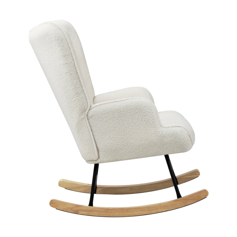 Oikiture Rocking Chair Nursing Armchair Sherpa White