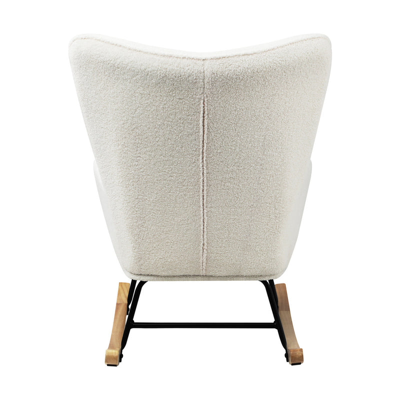 Oikiture Rocking Chair Nursing Armchair Sherpa White