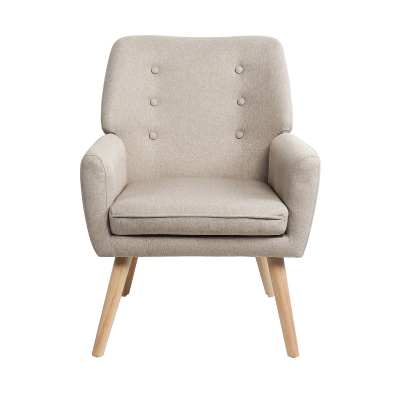 Oikiture Armchair Linen Fabric Beige