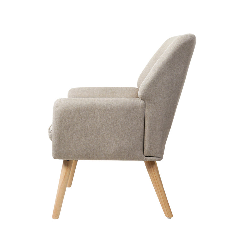 Oikiture Armchair Linen Fabric Beige