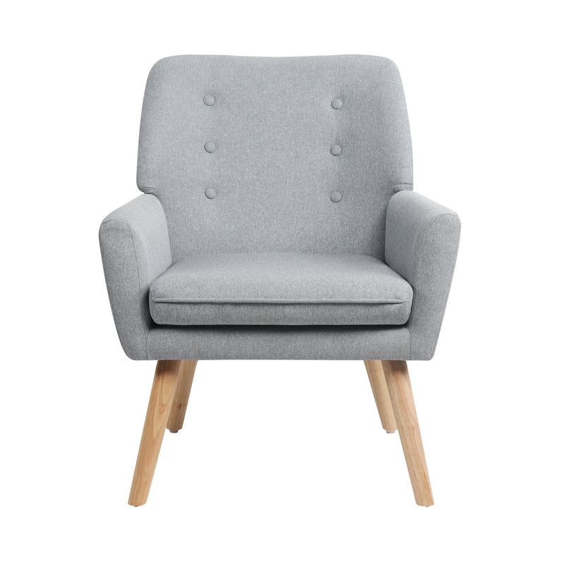 Oikiture Armchair Linen Fabric Grey
