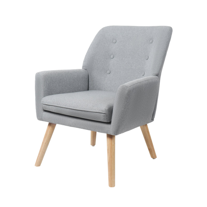 Oikiture Armchair Linen Fabric Grey