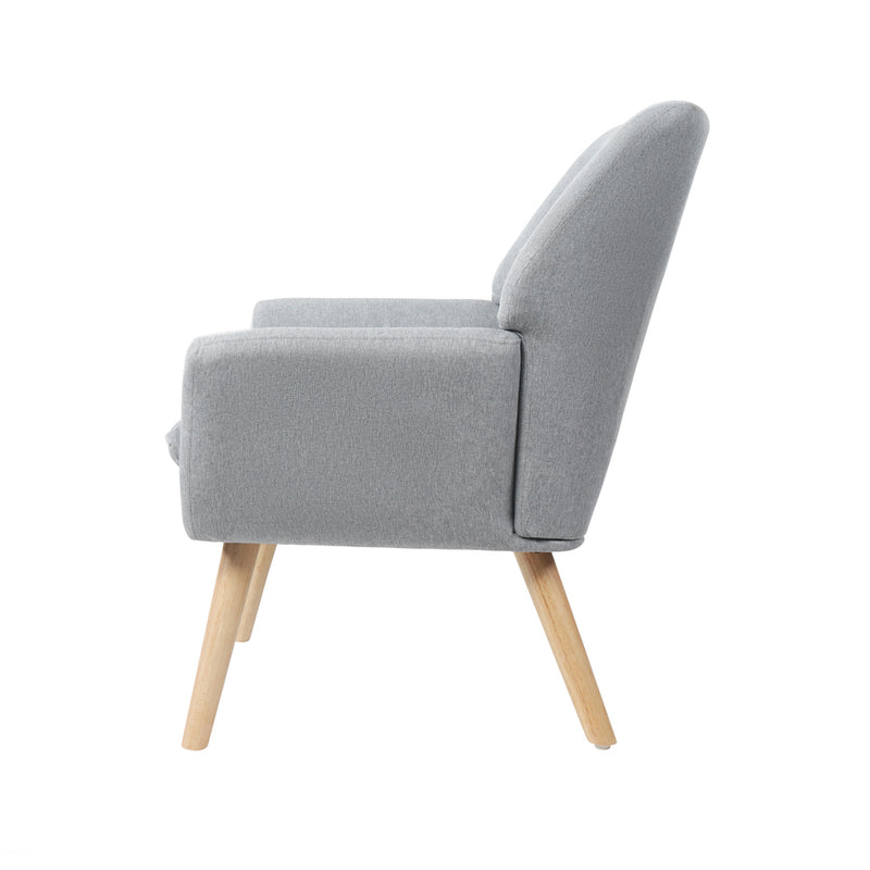 Oikiture Armchair Linen Fabric Grey