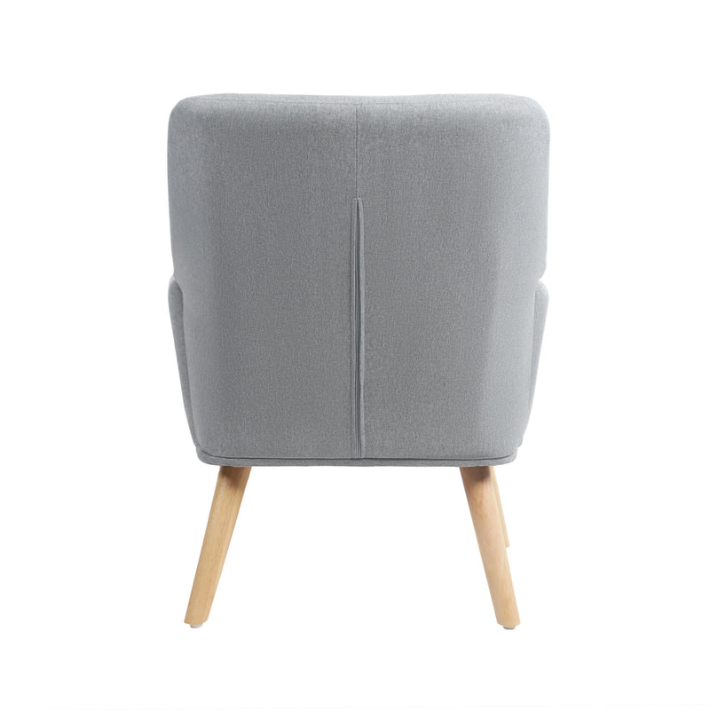 Oikiture Armchair Linen Fabric Grey