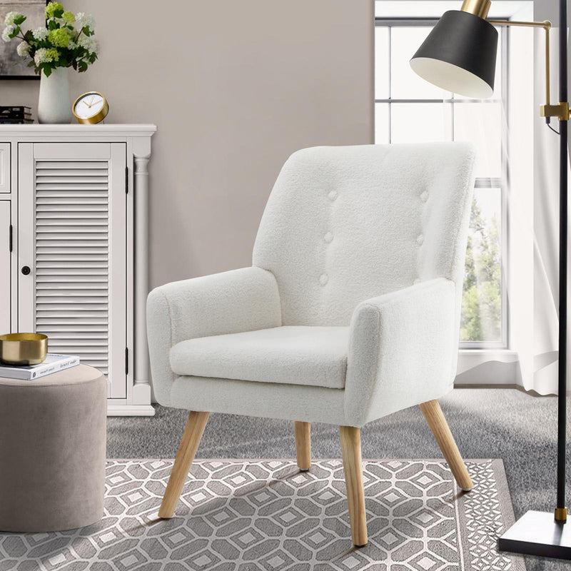 Oikiture Armchair Sherpa White
