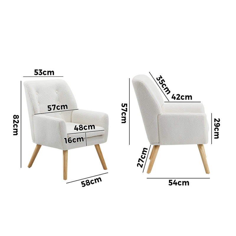 Oikiture Armchair Sherpa White