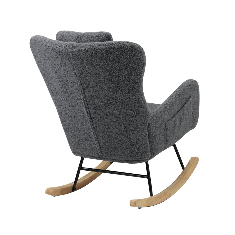 Oikiture Rocking Chair Sherpa With 2 Pillow Grey