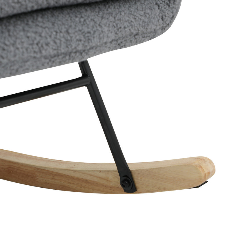 Oikiture Rocking Chair Sherpa With 2 Pillow Grey