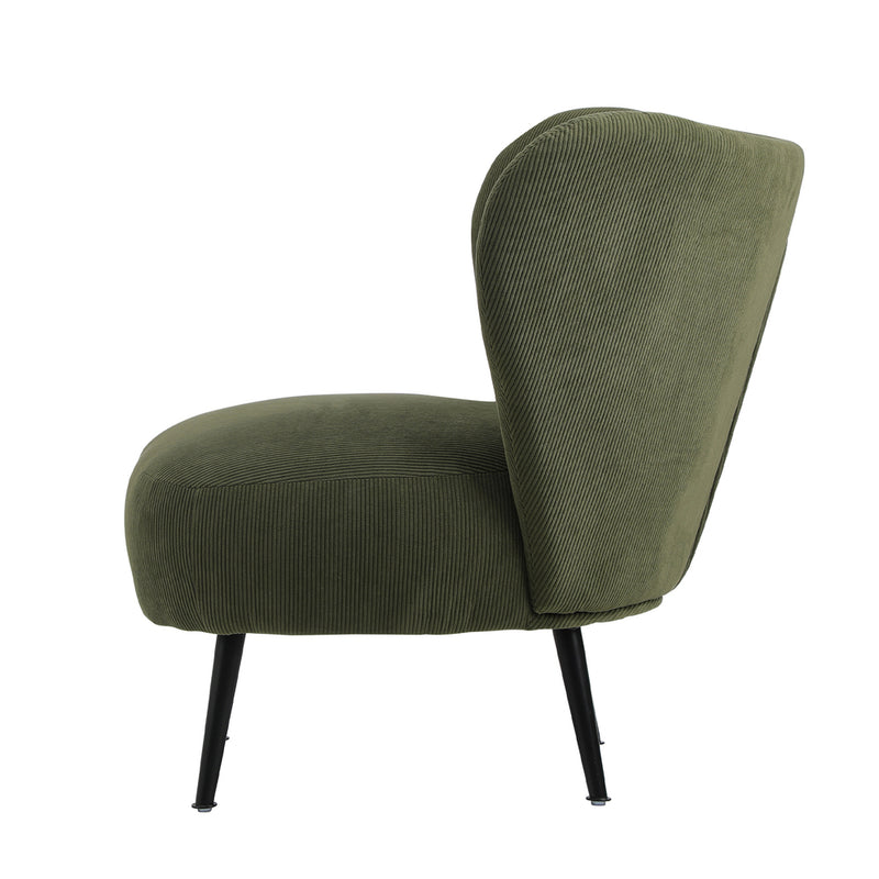Oikiture 2x Armchair with Lumbar Pillow Wingback Velvet Green