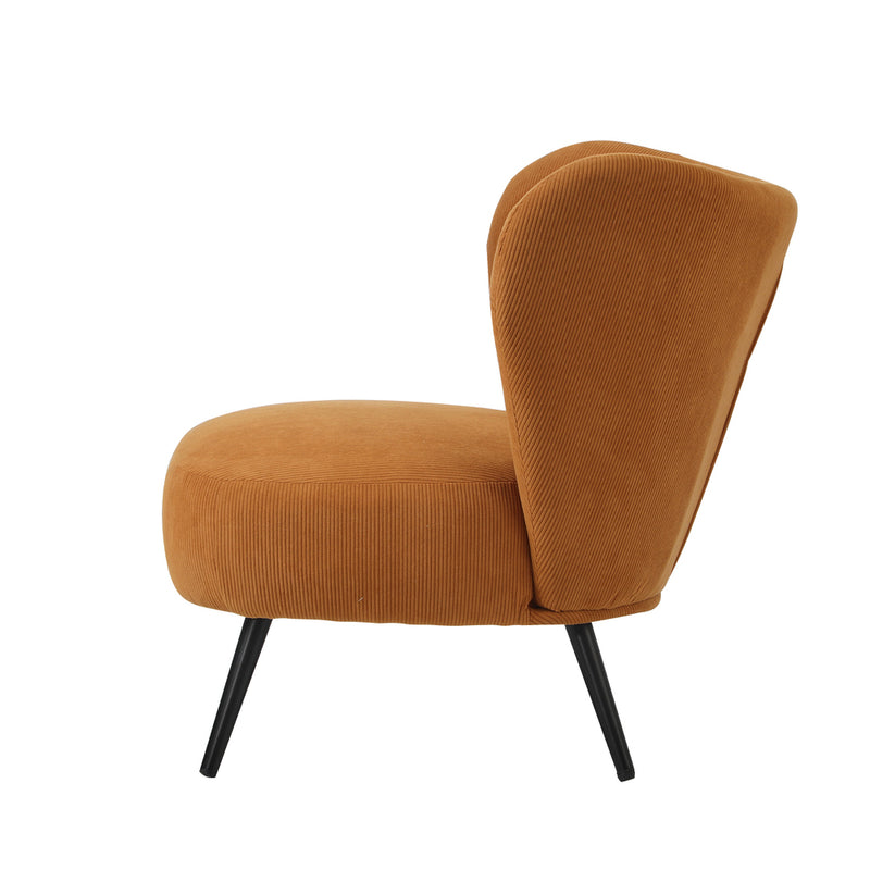 Oikiture Armchair with Lumbar Pillow Wingback Velvet Orange