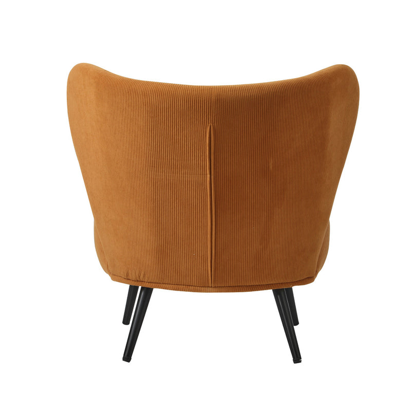 Oikiture Armchair with Lumbar Pillow Wingback Velvet Orange