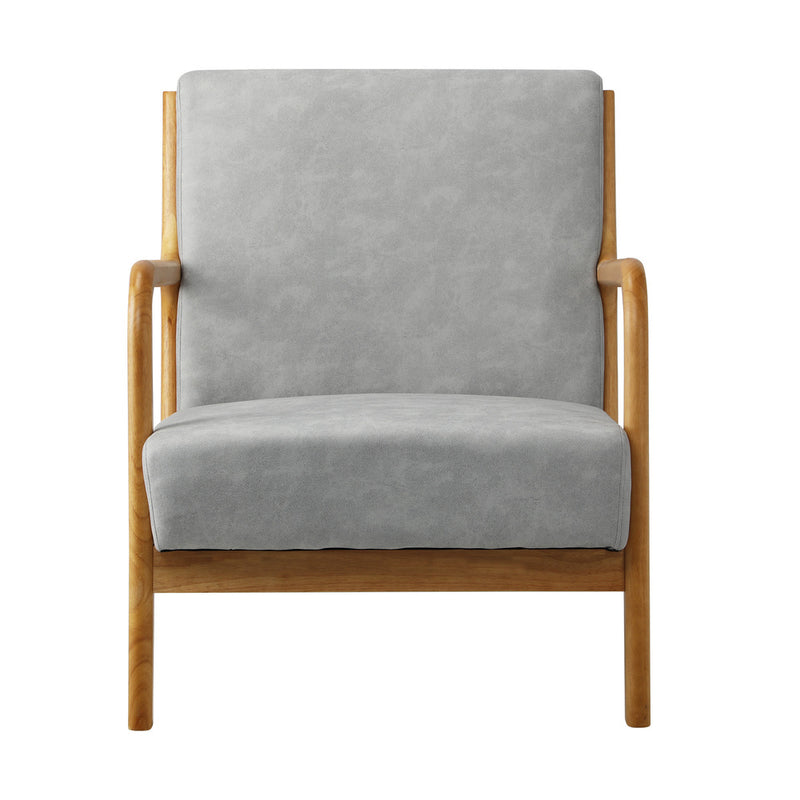 Oikiture Armchair Wood Couches Light Grey