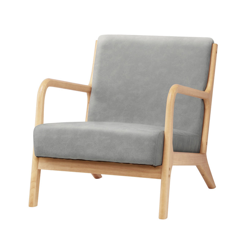 Oikiture Armchair Wood Couches Light Grey