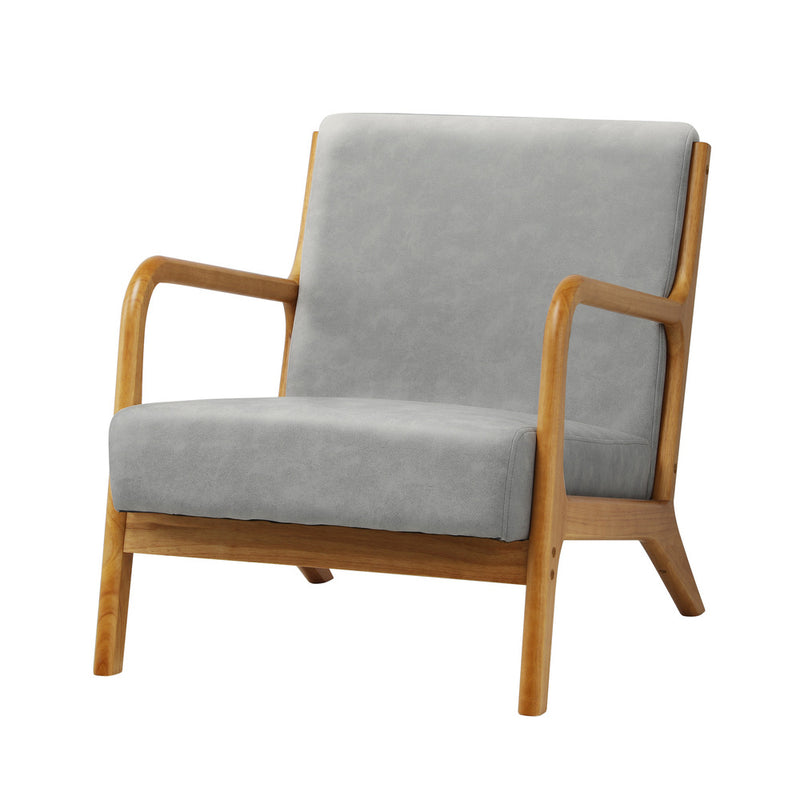 Oikiture Armchair Wood Couches Light Grey