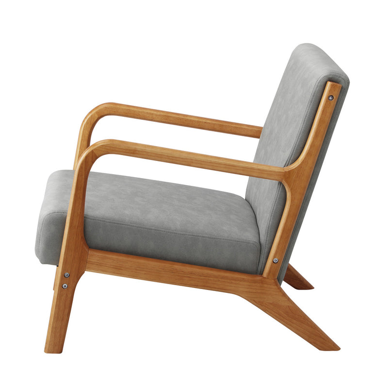 Oikiture Armchair Wood Couches Light Grey