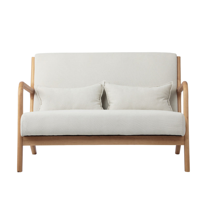 Oikiture Armchair Couch Pillows 2 Seater Fabric Beige