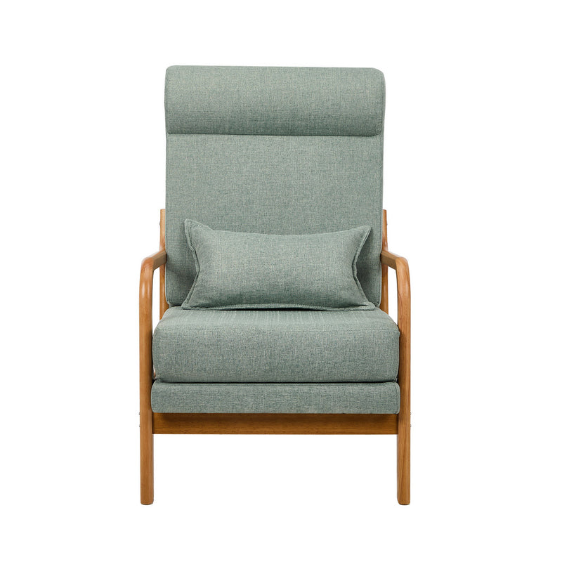 Oikiture Armchair Linen Fabric Lounge Chair with Lumbar Pillow Green