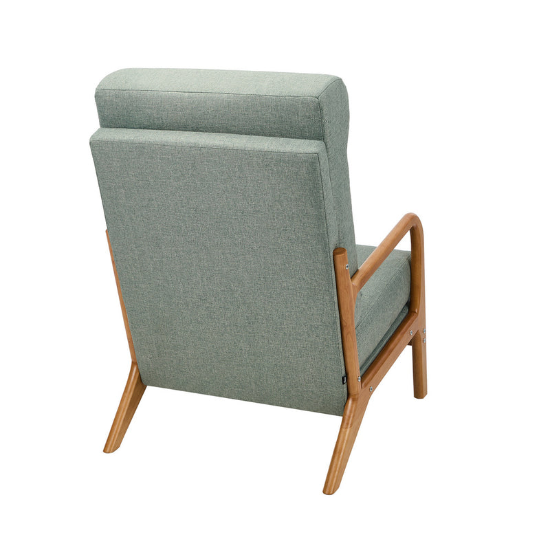 Oikiture Armchair Linen Fabric Lounge Chair with Lumbar Pillow Green