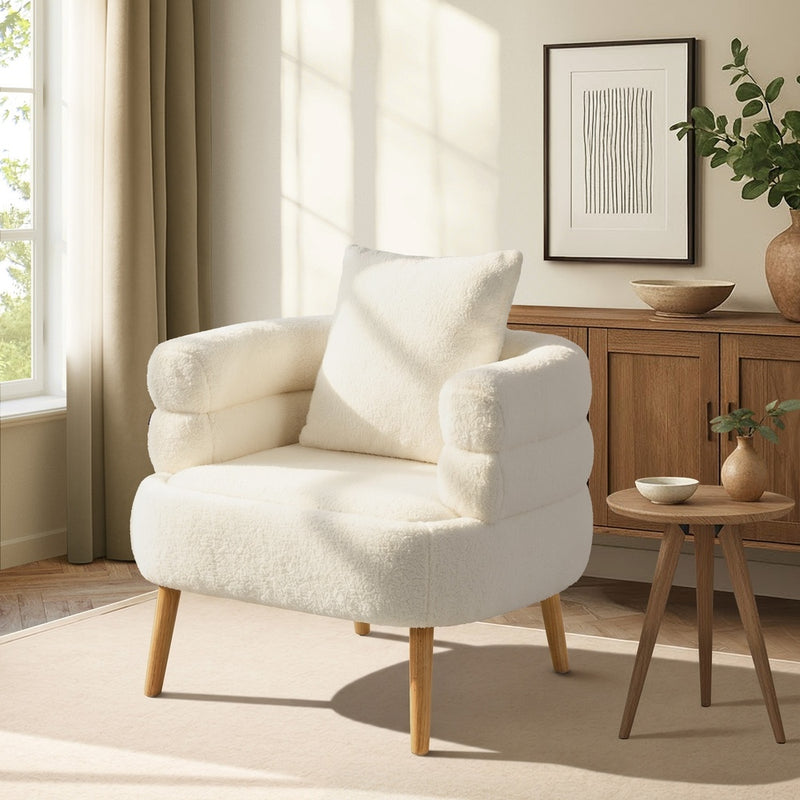 Oikiture Armchair Tub Chair Single Armchairs Sofa Lounge Couch White