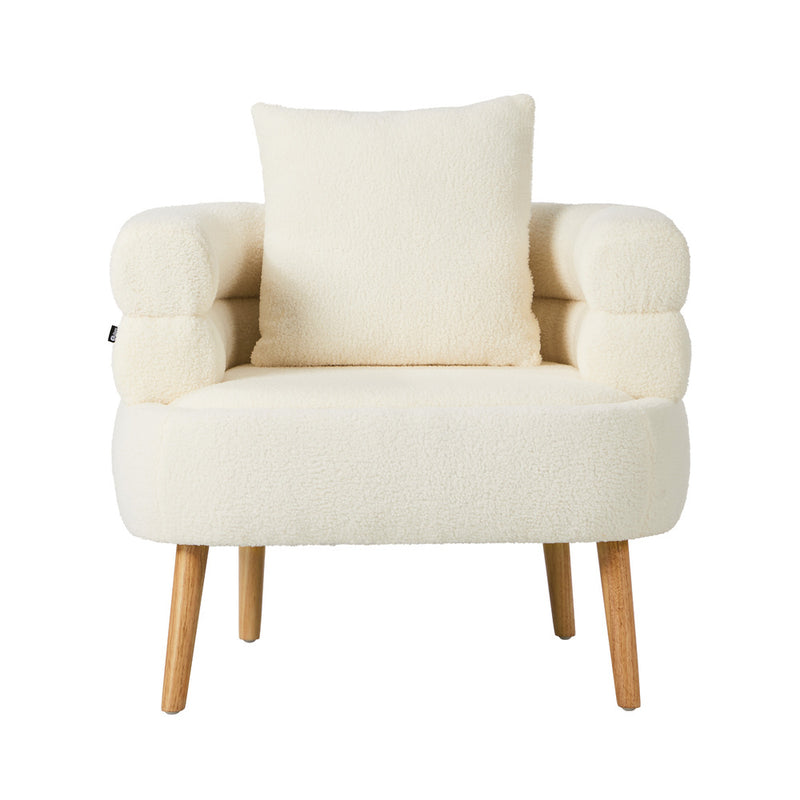 Oikiture Armchair Tub Chair Single Armchairs Sofa Lounge Couch White