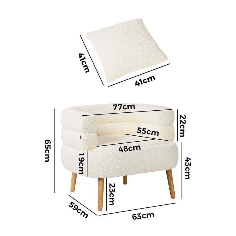 Oikiture Armchair Tub Chair Single Armchairs Sofa Lounge Couch White