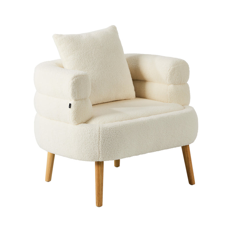 Oikiture Armchair Tub Chair Single Armchairs Sofa Lounge Couch White