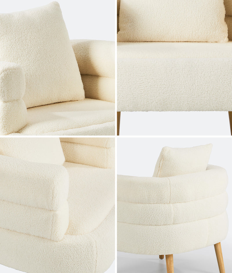 Oikiture Armchair Tub Chair Single Armchairs Sofa Lounge Couch White