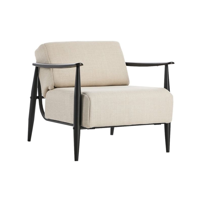 Oikiture Wooden Armchair Lounge Sofa Fabric Accent Armchairs Beige