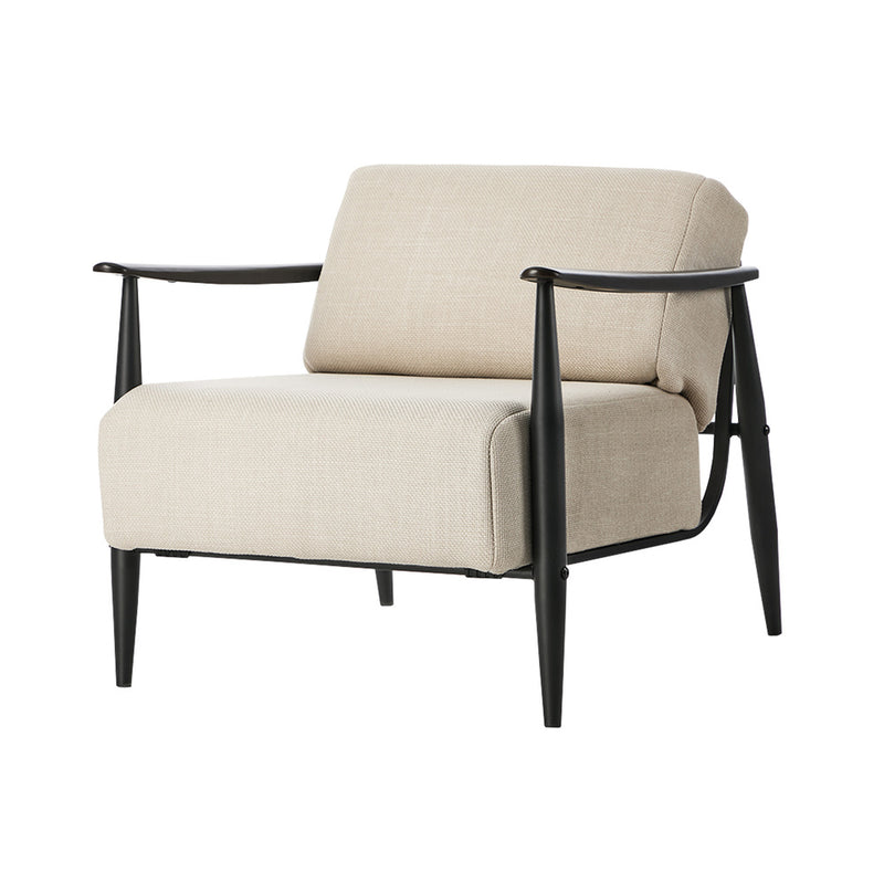 Oikiture Wooden Armchair Lounge Sofa Fabric Accent Armchairs Beige