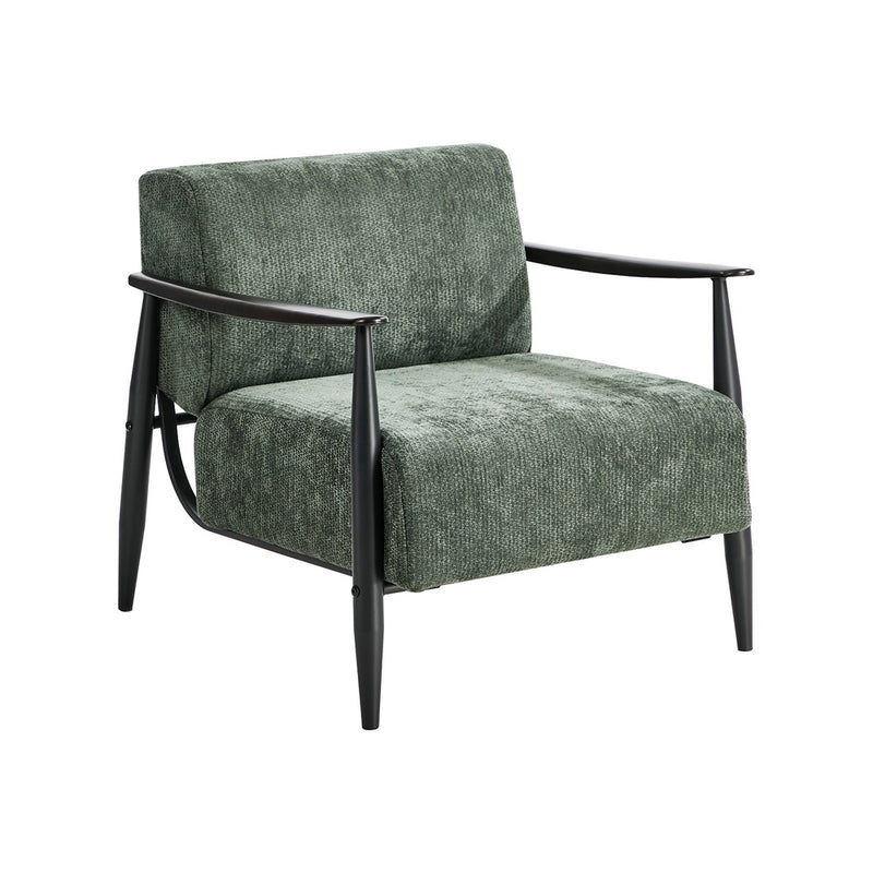 Oikiture Wooden Fabric Accent Lounge Armchair Green