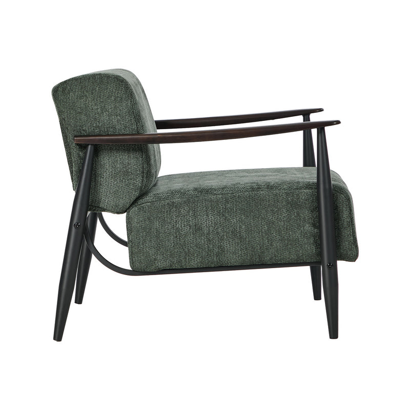 Oikiture Wooden Fabric Accent Lounge Armchair Green