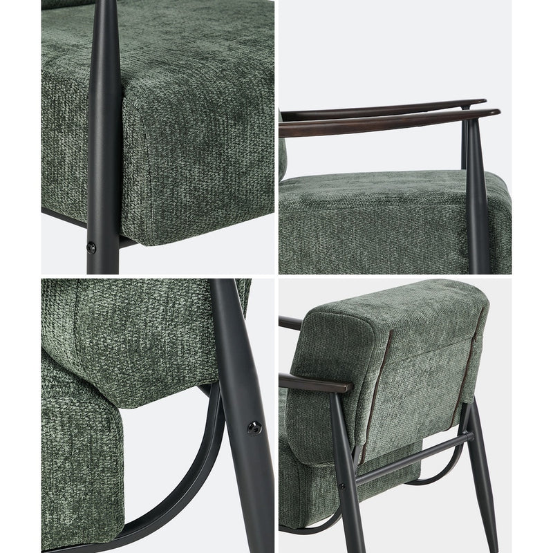 Oikiture 2x Wooden Fabric Accent Lounge Armchair Green