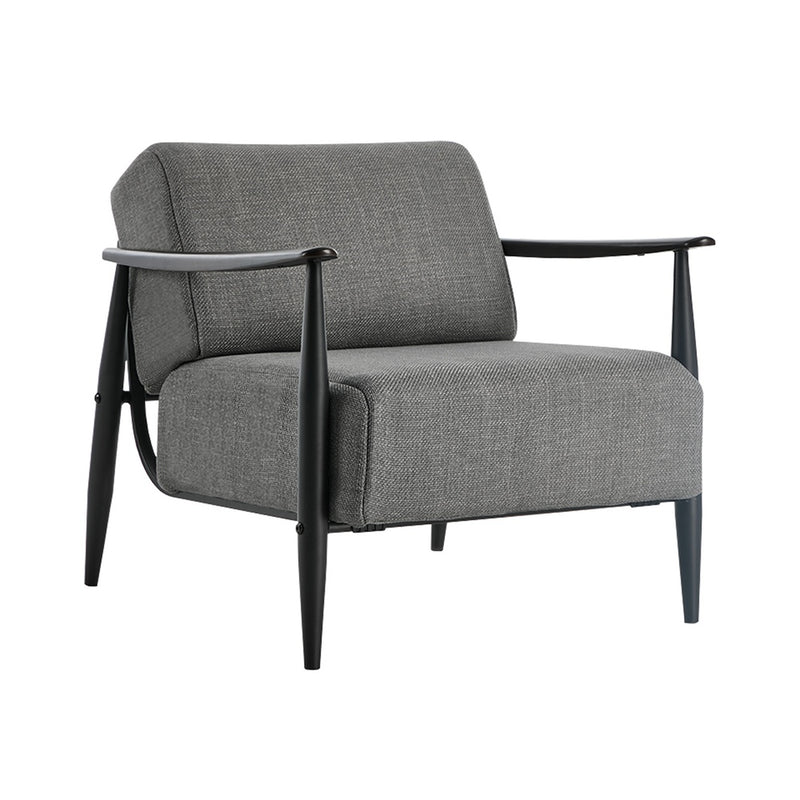 Oikiture Wooden Armchair Lounge Sofa Fabric Accent Armchairs Grey