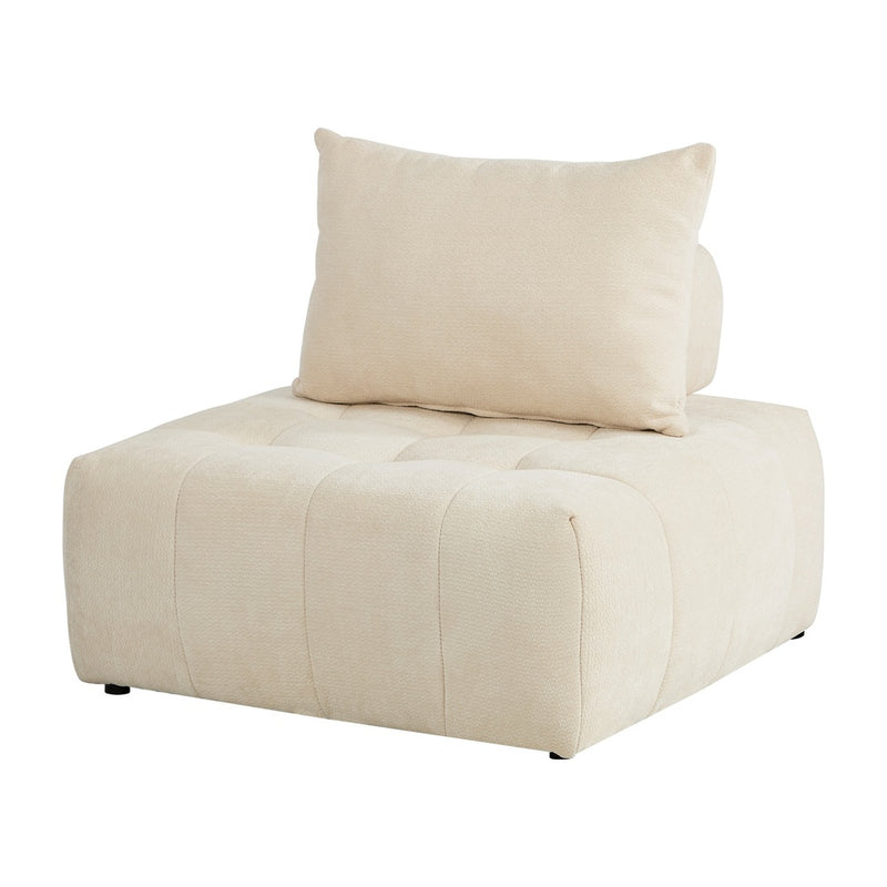 Oikiture Chenille Modular Sofa Floor w/Pillow TOFU Armless Beige