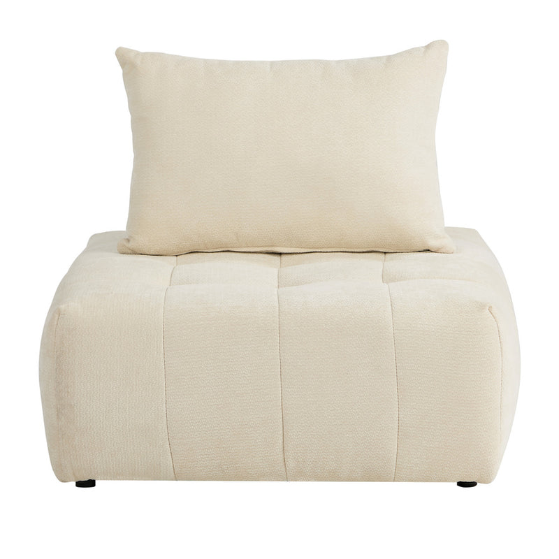 Oikiture Chenille Modular Sofa Floor w/Pillow TOFU Armless Beige