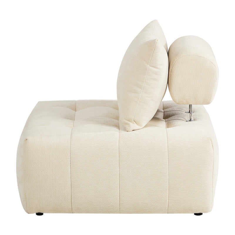 Oikiture Chenille Modular Sofa Floor w/Pillow TOFU Armless Beige
