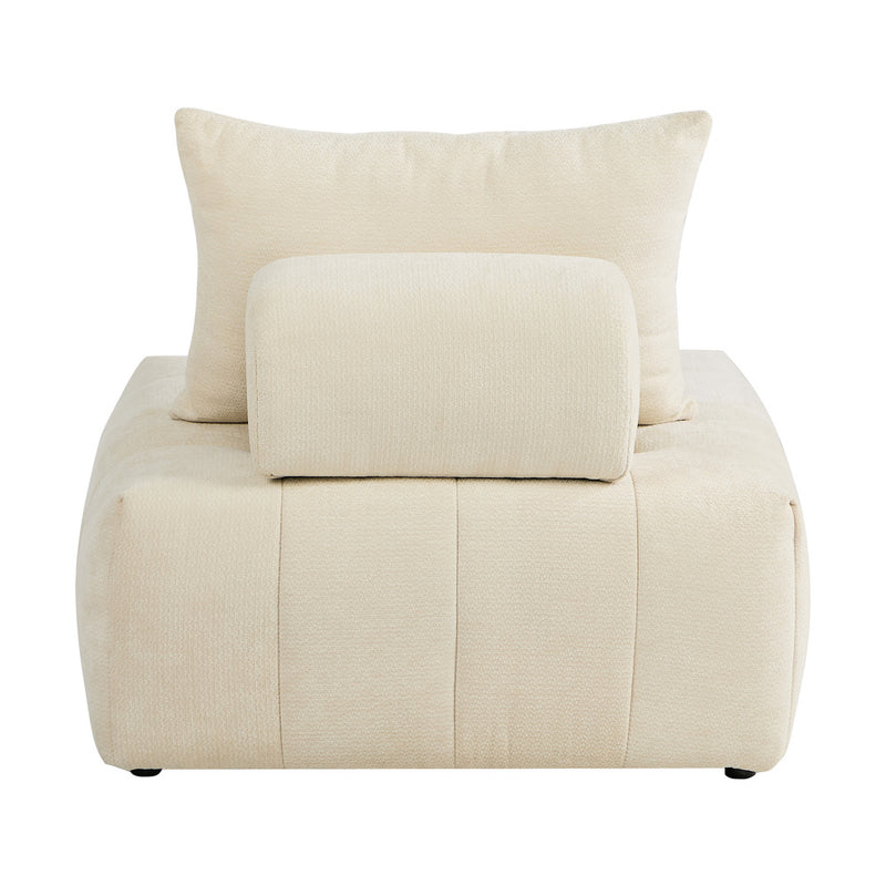 Oikiture Chenille Modular Sofa Floor w/Pillow TOFU Armless Beige