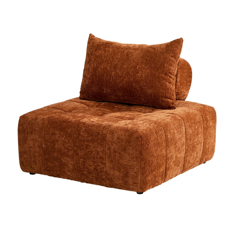 Oikiture Chenille Modular Sofa Floor w/Pillow TOFU Armless Brown