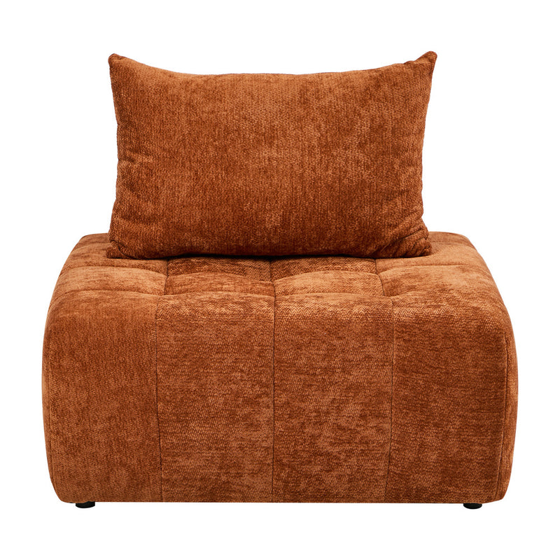 Oikiture Chenille Modular Sofa Floor w/Pillow TOFU Armless Brown