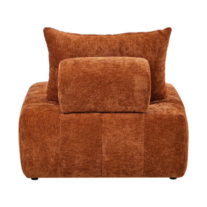 Oikiture Chenille Modular Sofa Floor w/Pillow TOFU Armless Brown