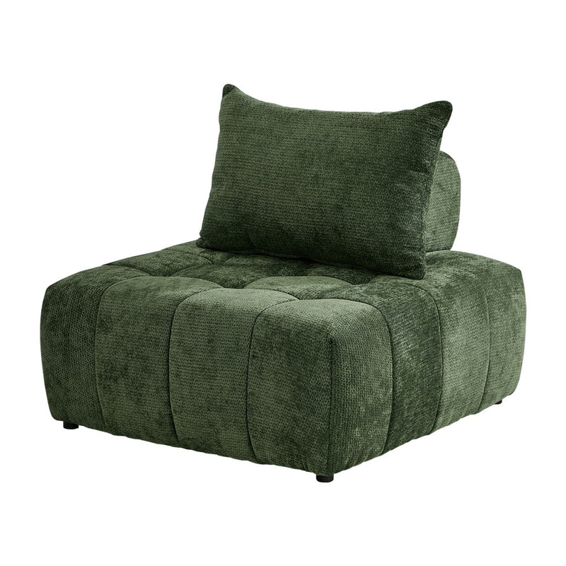 Oikiture Chenille Modular Sofa Lounge w/Pillow TOFU Armless Green